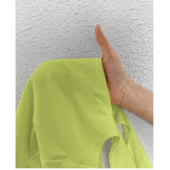 NWT Petite Solid Square Neck Tank Lime Green Bodysuit Size Large - Picture 7 of 8